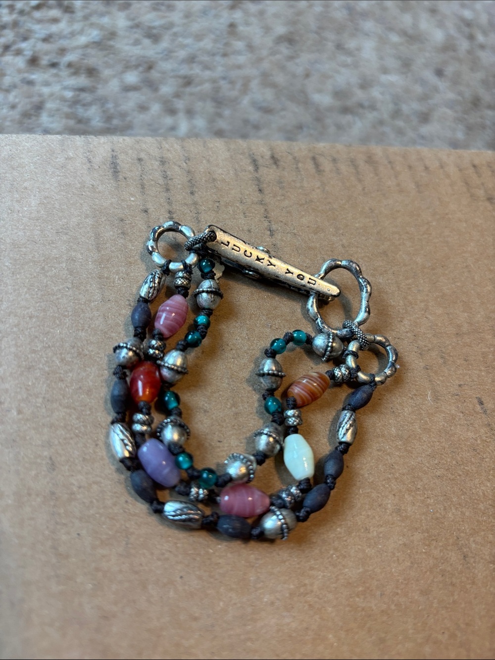 Fossil Multistrand Beaded Bracelet in Turquoise, Purple & Red Accents